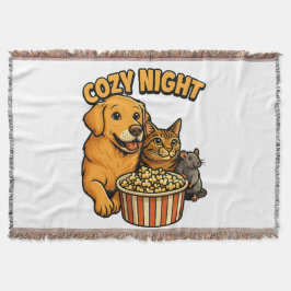 映画ナイトはポップコーン🐿🐱🐭 スローブランケット