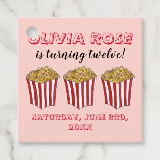 映画ナイトスリープポップコーン誕生日パーティー フェイバータグ (正面)