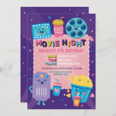 映画ナイトチケット映画シネマバースデーパーティー 招待状 (正面/裏面)