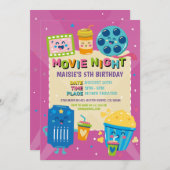 映画ナイトチケット映画シネマバースデーパーティー 招待状 (正面/裏面)