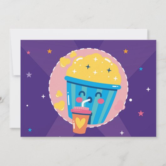 映画ナイトチケット紫シネマ誕生日写真 招待状 (裏面)