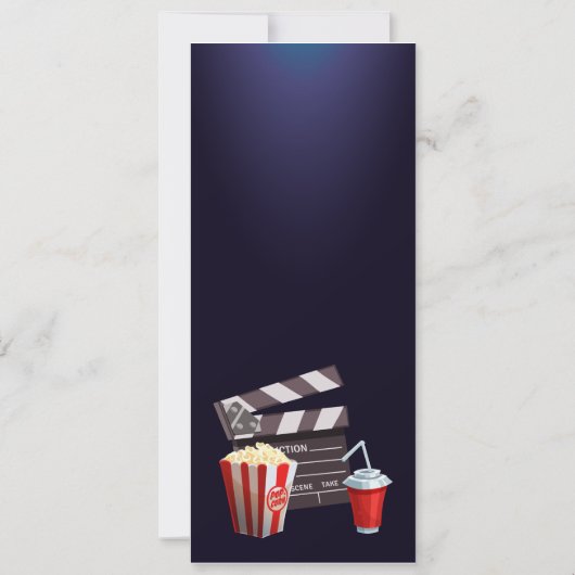 映画ナイトバースデーパーティーチケットパス誕生日 招待状 (裏面)