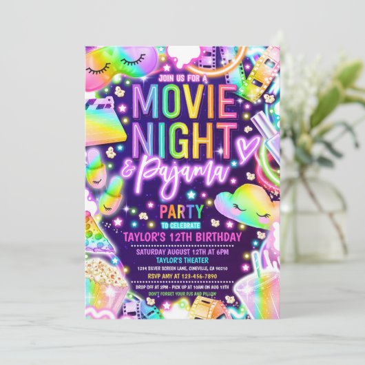 映画ナイトパジャマネオンレインボーバースデーパーティー 招待状 (スタンド正面)