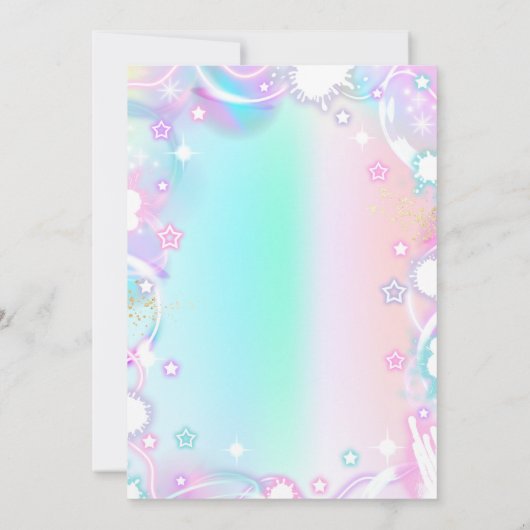 映画ナイトパジャマパステルレインボーバースデーパーティー 招待状 (裏面)