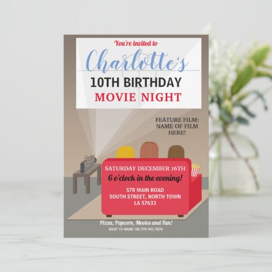 映画ナイトパーティーキッズ映画ムービー映画誕生日 招待状 (スタンド正面)