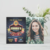 映画ナイトパーティー誕生日ポップコーンのフィルム写真 招待状 (スタンド正面)