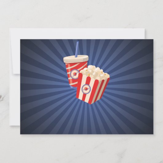 映画ナイトパーティー誕生日ポップコーンのフィルム写真 招待状 (裏面)