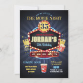 映画ナイトパーティー誕生日ポップコーンフィルム 招待状 (正面)