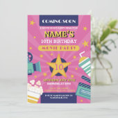 映画ナイトフィルムシネマバースデーパーティーガールズピンク 招待状 (スタンド正面)