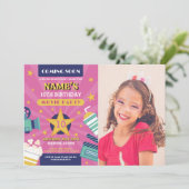 映画ナイトフィルムシネマバースデーパーティー写真ピンク 招待状 (スタンド正面)