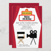 映画ナイト子供の誕生日パーティの招待状 招待状 (正面/裏面)