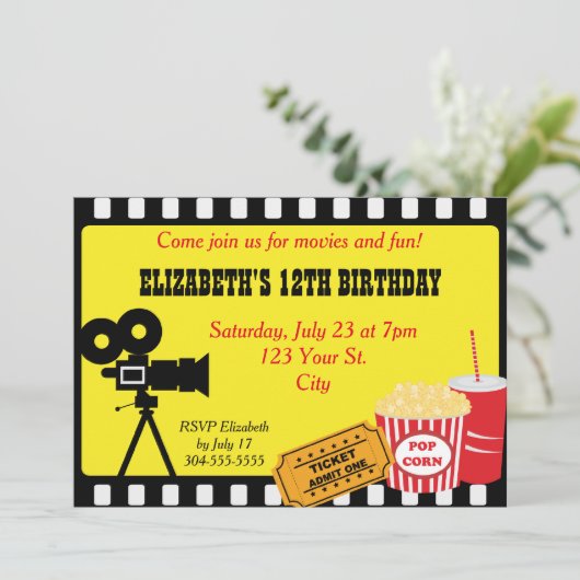 映画ナイト誕生日 招待状 (スタンド正面)