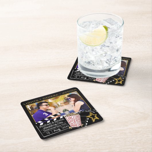 映画パーソナライズされたのスター枠 スクエアペーパーコースター (インサイチュ)