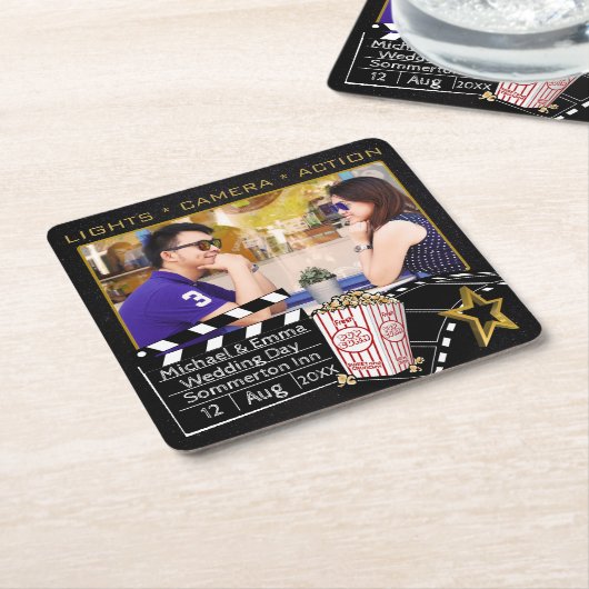 映画パーソナライズされたのスター枠 スクエアペーパーコースター (アングル)