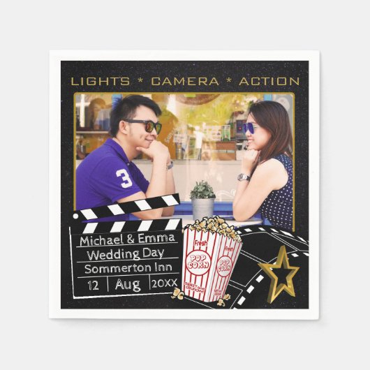 映画パーソナライズされたのスター枠 スタンダードカクテルナプキン (正面)