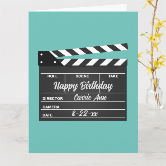 映画パーソナライズされたクラスボードアクア誕生日カード カード (黄色い花)