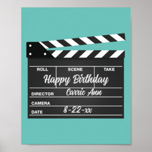 映画パーソナライズされたクラスボードアクア誕生日 ポスター