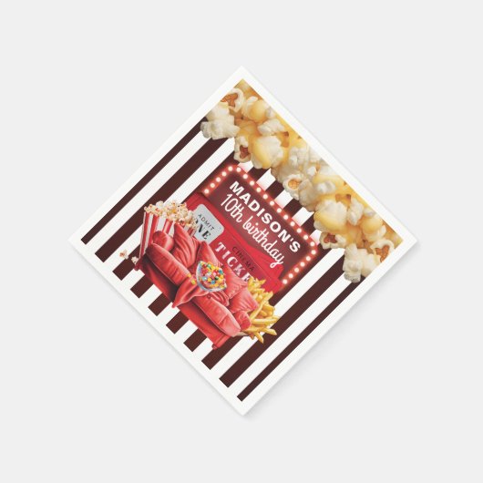 映画パーソナライズされたナイトシネマ誕生日 スタンダードカクテルナプキン (角)