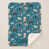 映画パーソナライズされたナイトフィルムポップコーンパターン シェルパブランケット (正面)