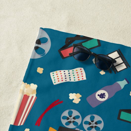 映画パーソナライズされたナイトフィルムポップコーンパターン ビーチタオル (インサイチュ)