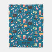 映画パーソナライズされたナイトフィルムポップコーンパターン フリースブランケット (正面)