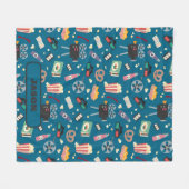 映画パーソナライズされたナイトフィルムポップコーンパターン フリースブランケット (正面(横))