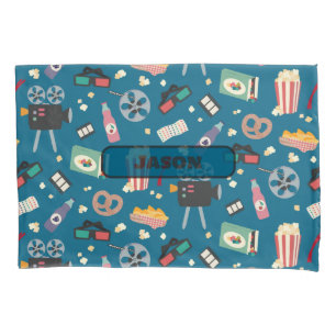 映画パーソナライズされたナイトフィルムポップコーンパターン 枕カバー