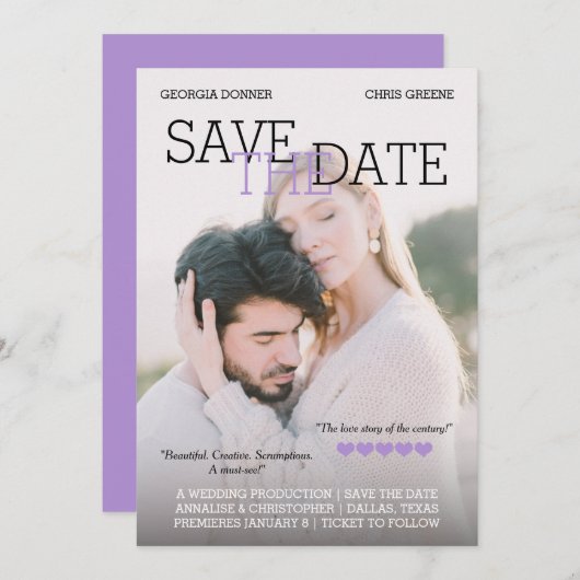 映画パーソナライズされたポスター紫の保存日付 セーブザデート (正面/裏面)