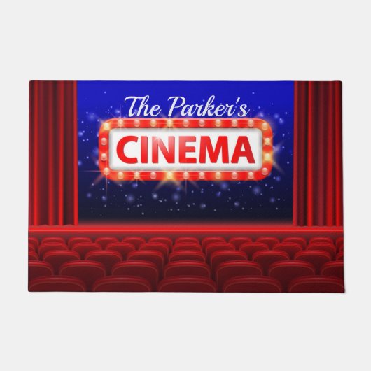 映画パーソナライズされた劇場シネマファミリールーム ドアマット (正面)