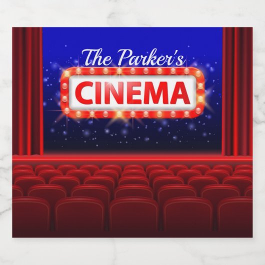 映画パーソナライズされた劇場シネマファミリールーム ビールラベル (シングルラベル)