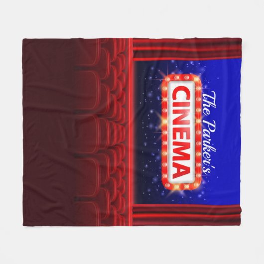 映画パーソナライズされた劇場シネマファミリールーム フリースブランケット (正面(横))