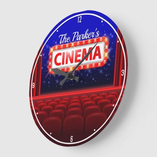 映画パーソナライズされた劇場シネマファミリールーム ラージ壁時計 (傾斜)