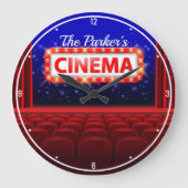 映画パーソナライズされた劇場シネマファミリールーム ラージ壁時計 (正面)