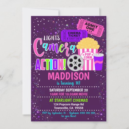 映画パーティの招待状シネマパーティーガール 招待状 (正面)