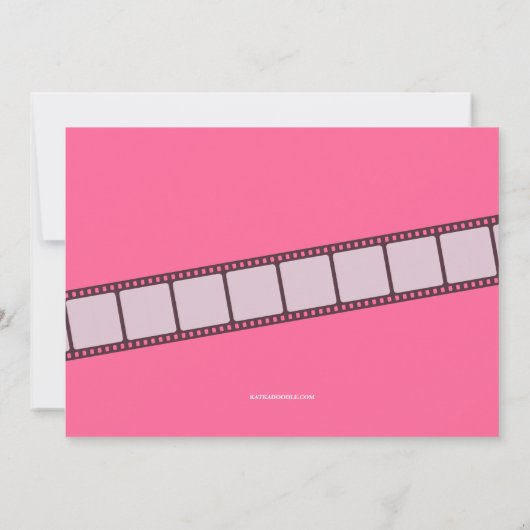 映画パーティーの誕生会の入場のチケット|のピンク 招待状 (裏面)
