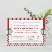映画パーティーの誕生会の入場のチケット|の赤 招待状 (スタンド正面)