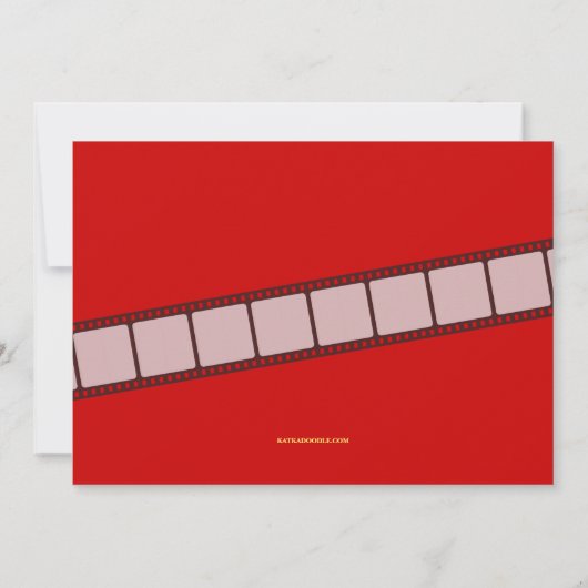 映画パーティーの誕生会の入場のチケット|の赤 招待状 (裏面)