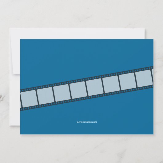 映画パーティーの誕生会の入場のチケット|の青 招待状 (裏面)