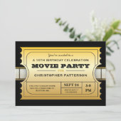 映画パーティーの誕生会の入場の金ゴールドのチケット 招待状 (スタンド正面)