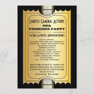 映画パーティープログラム金入場のチケット 招待状