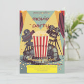 映画パーティー招待状 - 楽しい映画の夜 招待状 (スタンド正面)