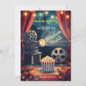 映画パーティー招待状 – 楽しい映画の夜 招待状 (正面)