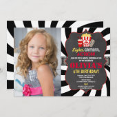 映画パーティー映画の夜の誕生日の写真 招待状 (正面/裏面)