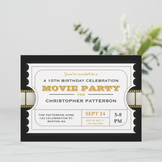 映画パーティー誕生日パーティー入場料チケット 招待状 (スタンド正面)