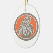 映画ビデオ・カメラCircを握っている金属撮影技師 セラミックオーナメント (左)