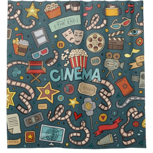 映画ファンの映画館の劇場のデザイン シャワーカーテン (正面)