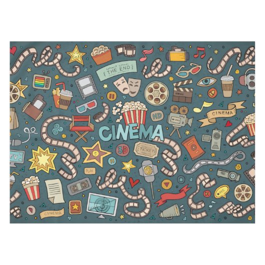 映画ファンの映画館の劇場のデザイン テーブルクロス (正面(横))