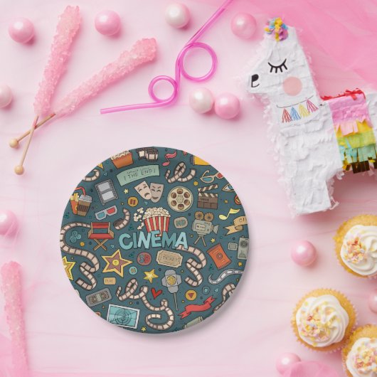 映画ファンの映画館の劇場のデザイン ペーパープレート (パーティー)