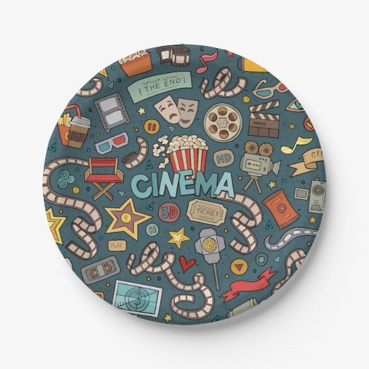 映画ファンの映画館の劇場のデザイン ペーパープレート (正面)