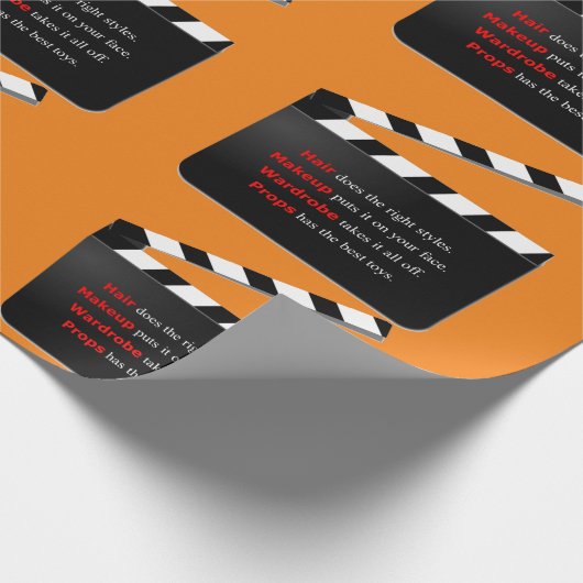 映画フィルムのクルーが髪を包みメイクアップ ラッピングペーパー (角)